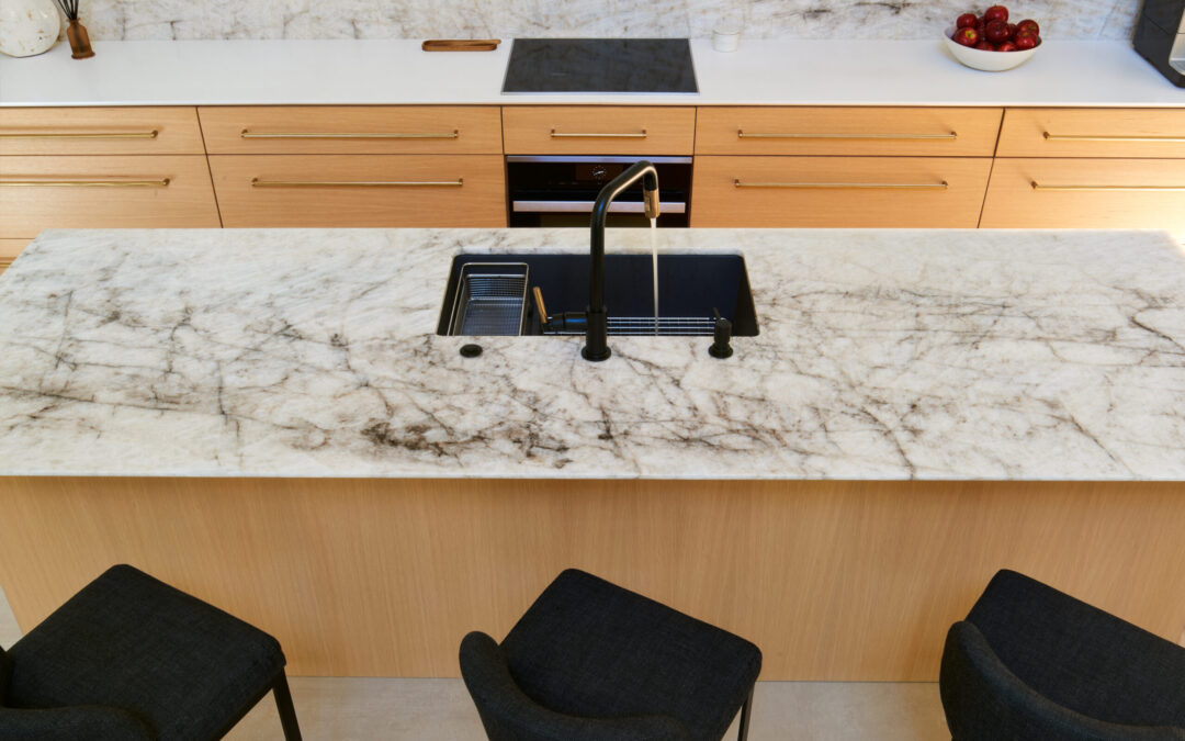 overhead of granite counter top